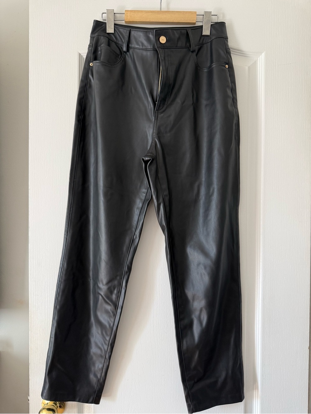 Zara Men's Black Straight Faux Leather Jeans